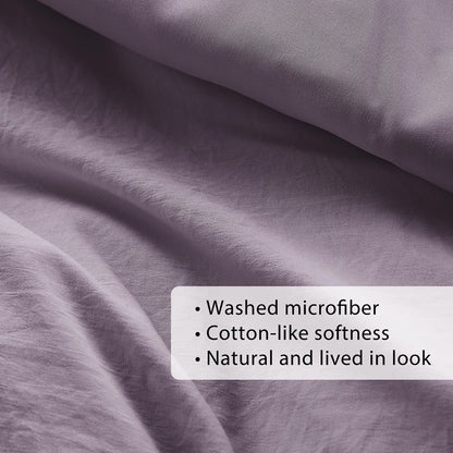 Walker Soft Washed Pleated Comforter Set - Purple