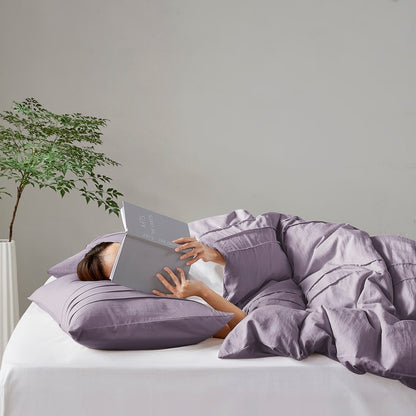 Walker Soft Washed Pleated Comforter Set - Purple