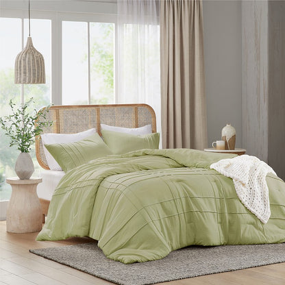 Walker Soft Washed Pleated Comforter Set - Sage