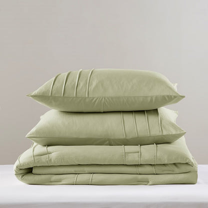 Walker Soft Washed Pleated Comforter Set - Sage