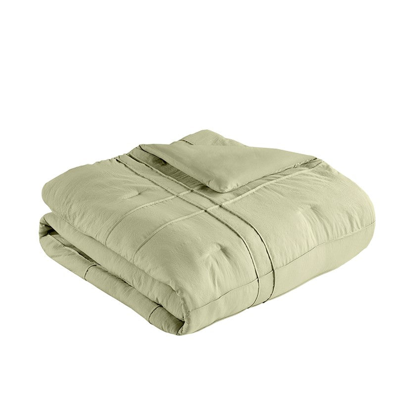 Walker Soft Washed Pleated Comforter Set - Sage