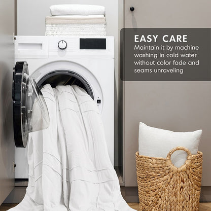 Walker Soft Washed Pleated Comforter Set - White