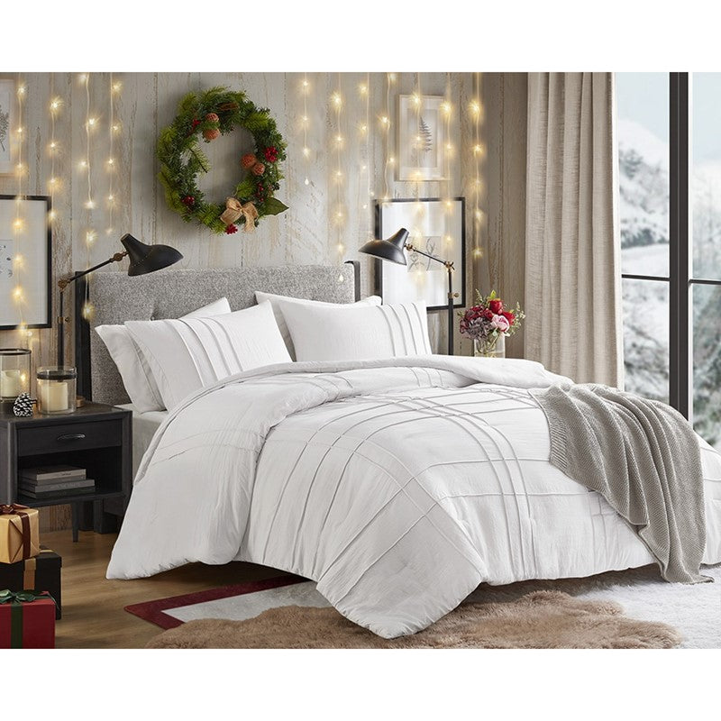 Walker Soft Washed Pleated Comforter Set - White