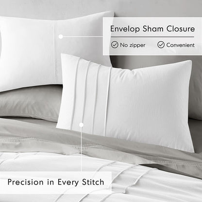 Walker Soft Washed Pleated Comforter Set - White