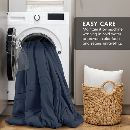 Walker Soft Washed Pleated Comforter Set - Navy Blue - Nautical Comforter Set