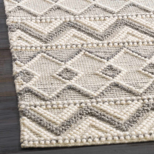 Whittington Gray&Cream Wool Rug - Clearance - Quahog Bay Bedding