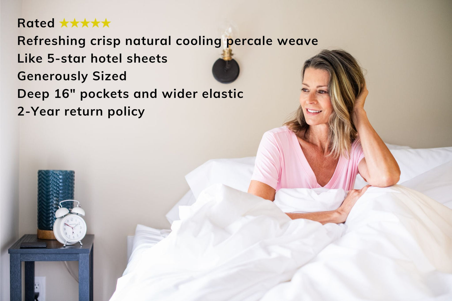 Percale Bed Sheet Set - American Made With USA Grown Cotton