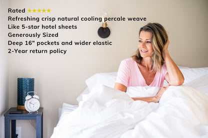 Percale Bed Sheet Set - American Made With USA Grown Cotton