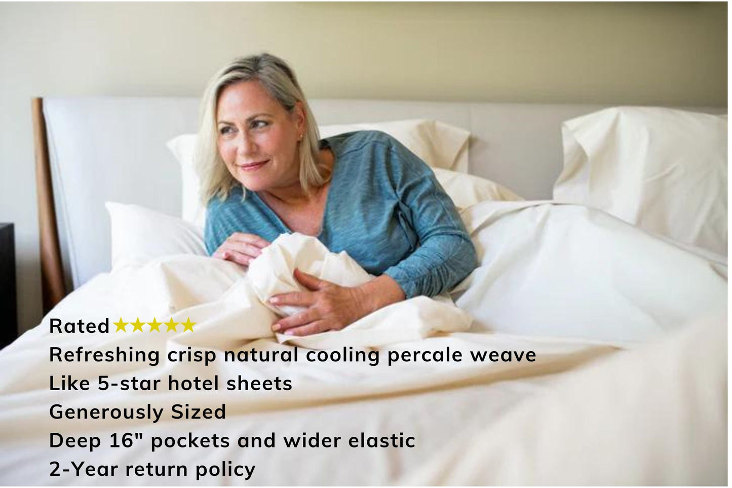 Percale Bed Sheet Set - American Made With USA Grown Cotton