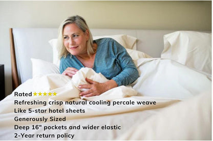 Percale Bed Sheet Set - American Made With USA Grown Cotton