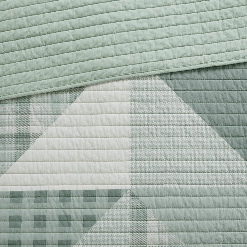 Woolrich Olsen Oversized Coastal Quilt Set - 3PC | 100% Cotton | Green