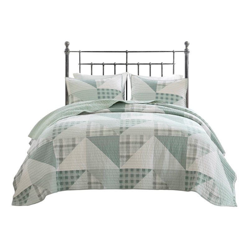 Woolrich Olsen Oversized Coastal Quilt Set - 3PC | 100% Cotton | Green