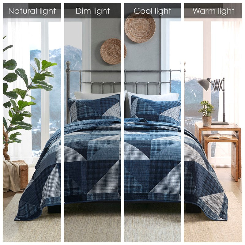 Woolrich Olsen Oversized Nautical Quilt Set - 3PC | 100% Cotton | Blue