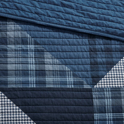 Woolrich Olsen Oversized Nautical Quilt Set - 3PC | 100% Cotton | Blue