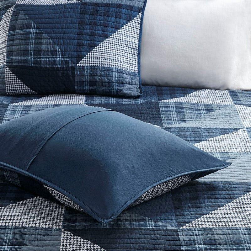 Woolrich Olsen Oversized Nautical Quilt Set - 3PC | 100% Cotton | Blue