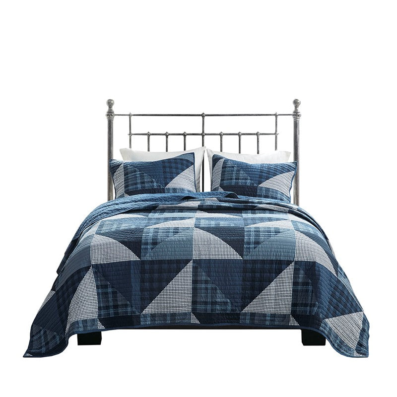 Woolrich Olsen Oversized Nautical Quilt Set - 3PC | 100% Cotton | Blue