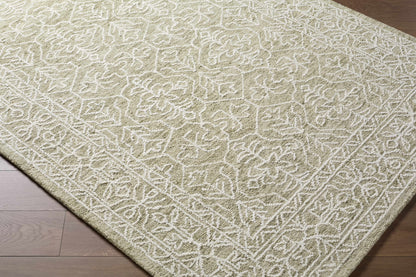 Yadid Green Wool Area Rug