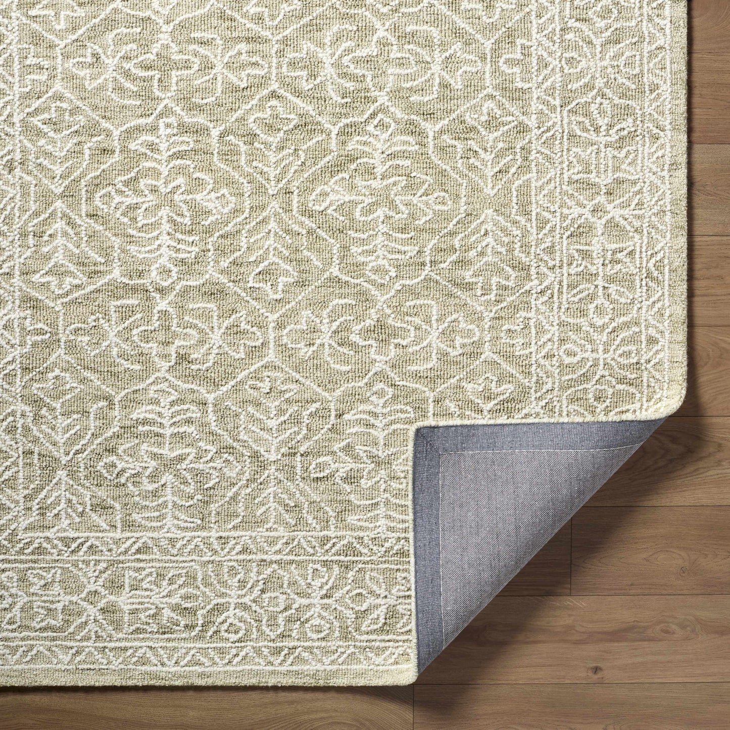 Yadid Green Wool Area Rug
