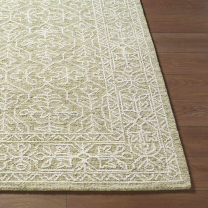 Yadid Green Wool Area Rug