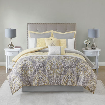 510 Design Shawnee Blue Medallion Comforter Set 8PC Yellow