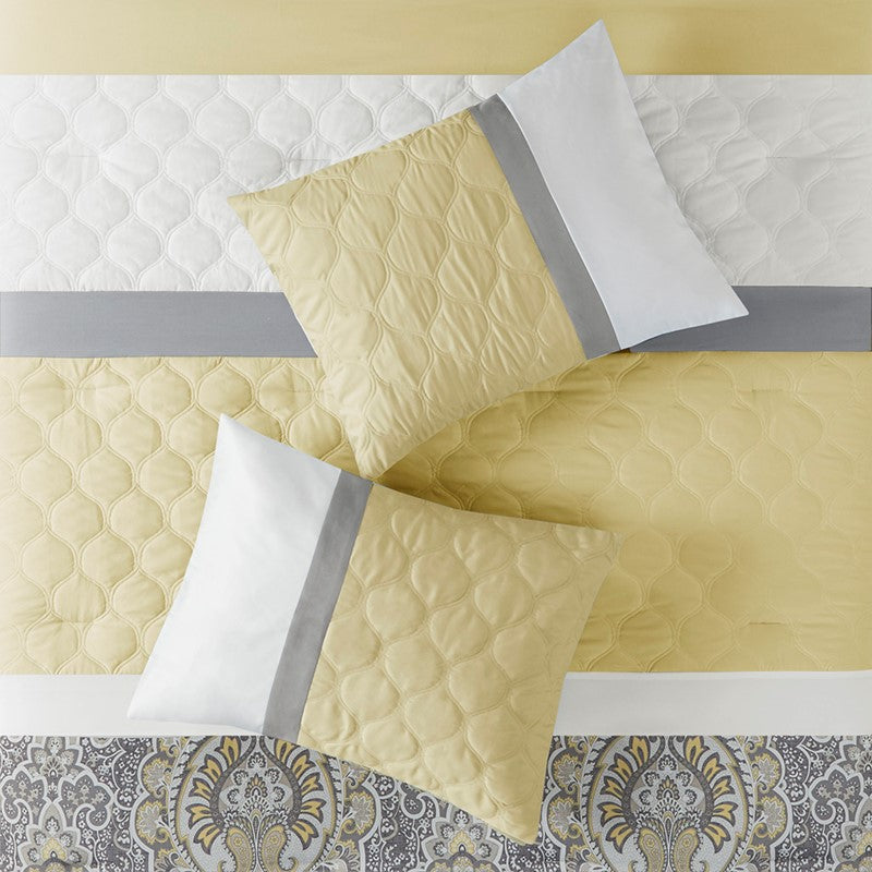 510 Design Shawnee Blue Medallion Comforter Set 8PC Yellow