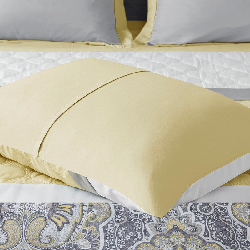 510 Design Shawnee Blue Medallion Comforter Set 8PC Yellow