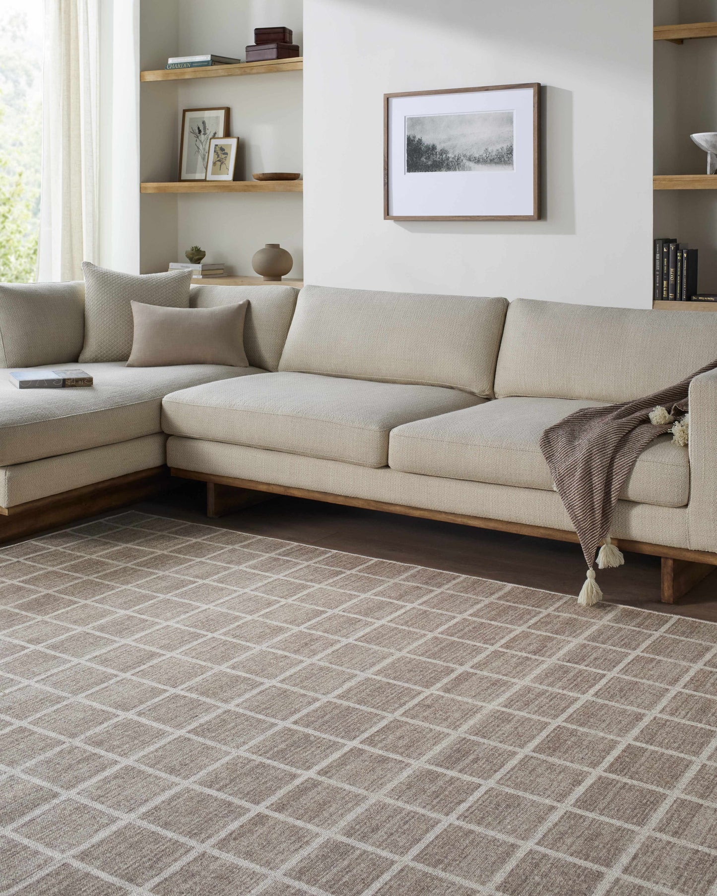 Anicet Checkered Washable Wool Area Rug