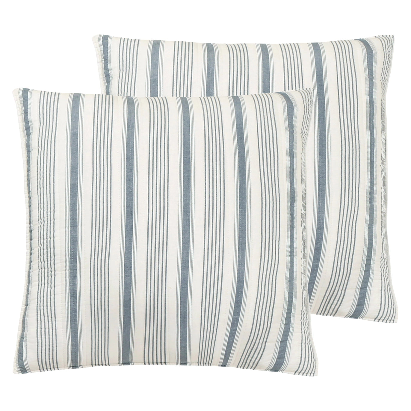 Camden Navy Stripe Euro Shams 2PC Coastal Pillow Shams