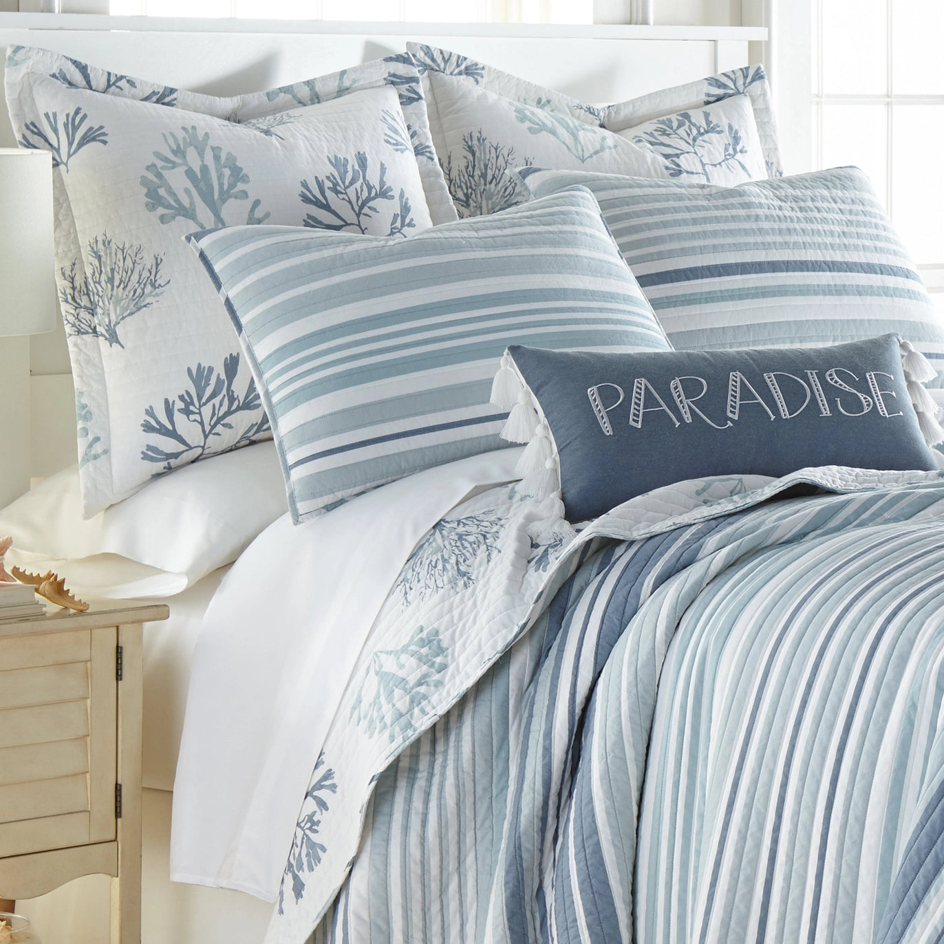 Truro Quilt Set - Beautiful Coastal Bedding Set - Blue