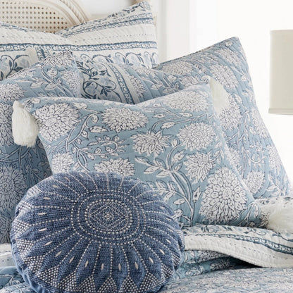 Adare Blue Tassel Pillow - Quahog Bay Bedding
