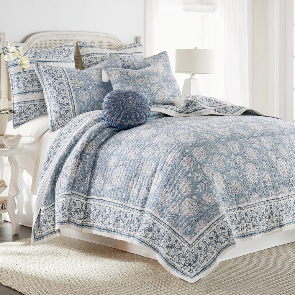 Adare Blue Tassel Pillow - Quahog Bay Bedding