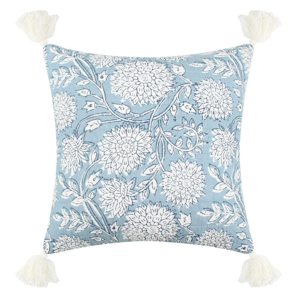 Adare Blue Tassel Pillow - Quahog Bay Bedding