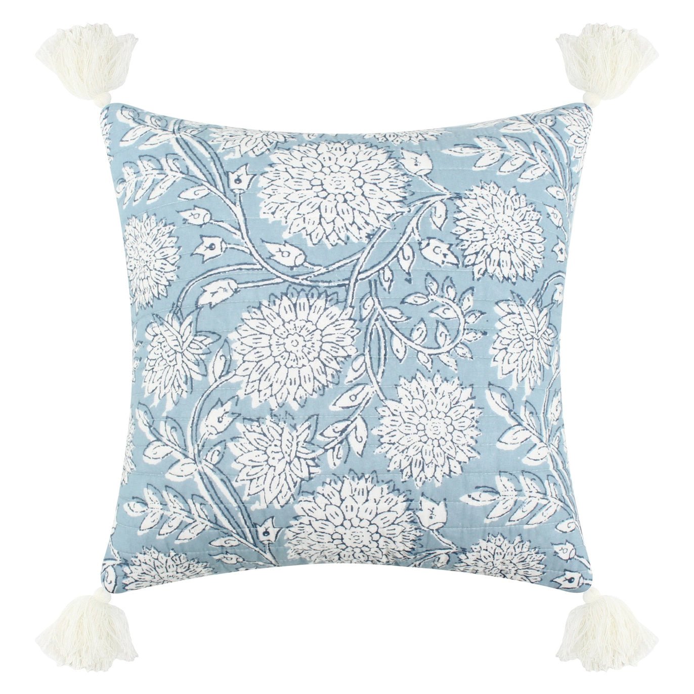 Adare Blue Tassel Pillow - Quahog Bay Bedding