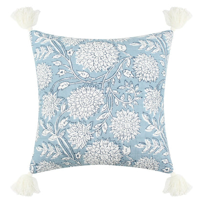Adare Blue Tassel Pillow - Quahog Bay Bedding