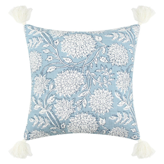 Adare Blue Tassel Pillow - Quahog Bay Bedding