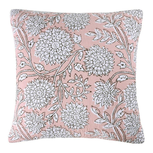 Adare Blush Quilted Pillow - Blush Floral Pillows - Quahog Bay Bedding