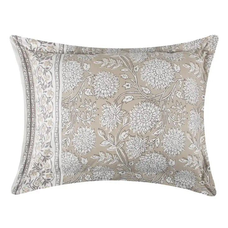 Adare Coastal Floral Comforter Set - Sophisticated Traditional Design - Taupe - Quahog Bay Bedding
