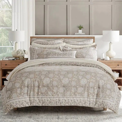 Adare Coastal Floral Comforter Set - Taupe - Quahog Bay Bedding
