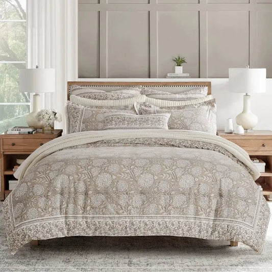 Adare Coastal Floral Comforter Set - Taupe - Quahog Bay Bedding