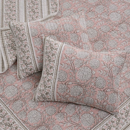 Adare Coastal Floral Quilt Set - Blush - Quahog Bay Bedding
