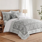 Adare Coastal Floral Quilt Set - Grey - Quahog Bay Bedding