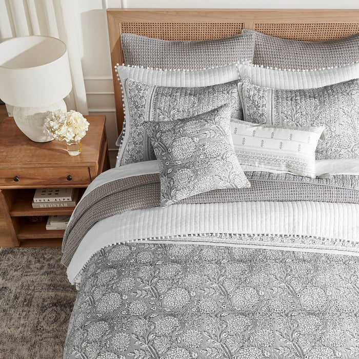 Adare Coastal Floral Quilt Set - Grey - Quahog Bay Bedding
