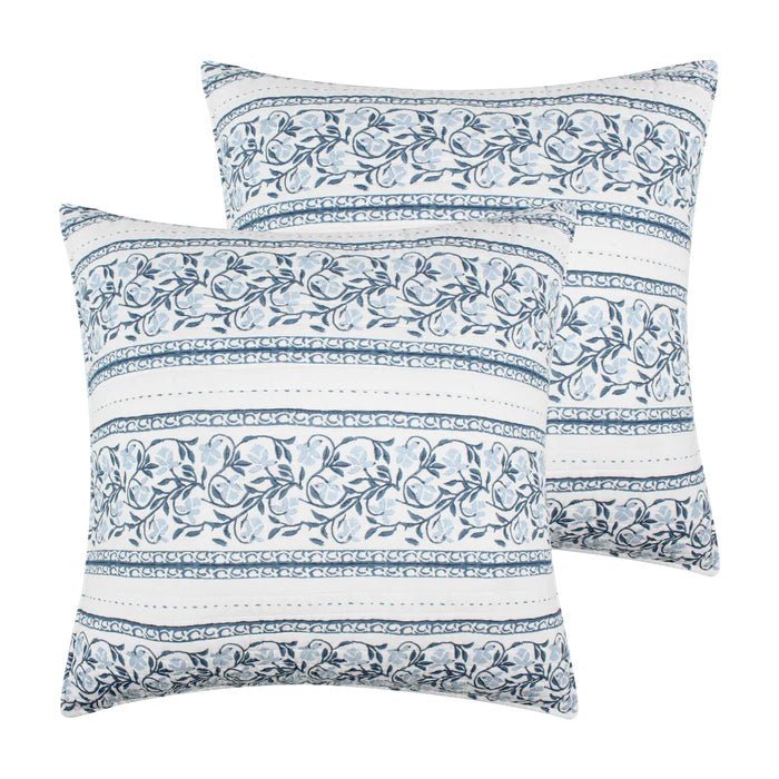 Adare Euro Sham Set of 2 - Coastal Euro Shams - Blue - Quahog Bay Bedding