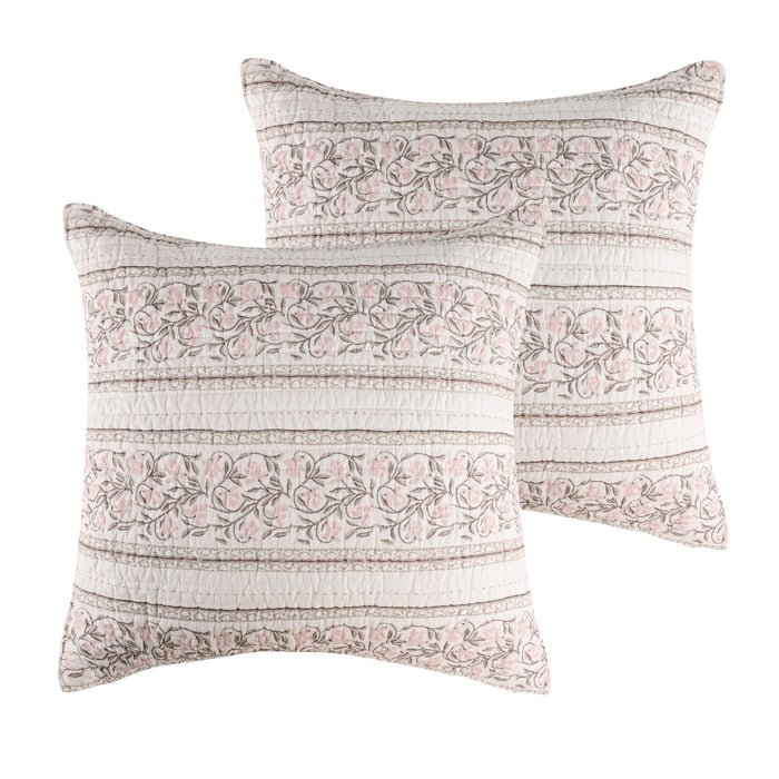 Adare Euro Sham Set of 2 - Coastal Euro Shams - Blush - Quahog Bay Bedding