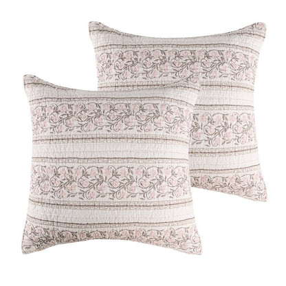 Adare Euro Sham Set of 2 - Coastal Euro Shams - Blush - Quahog Bay Bedding