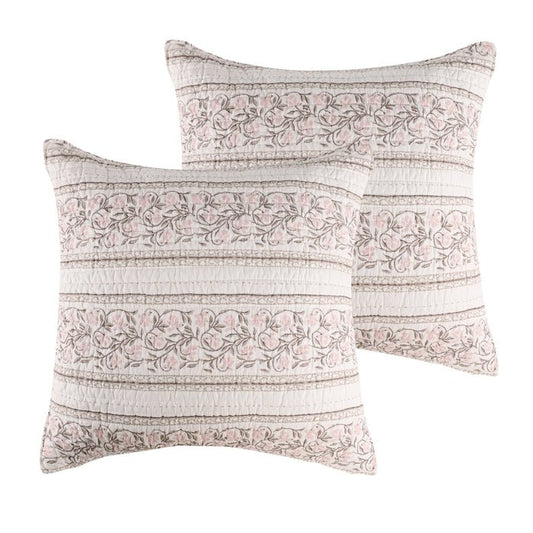 Adare Euro Sham Set of 2 - Coastal Euro Shams - Blush - Quahog Bay Bedding