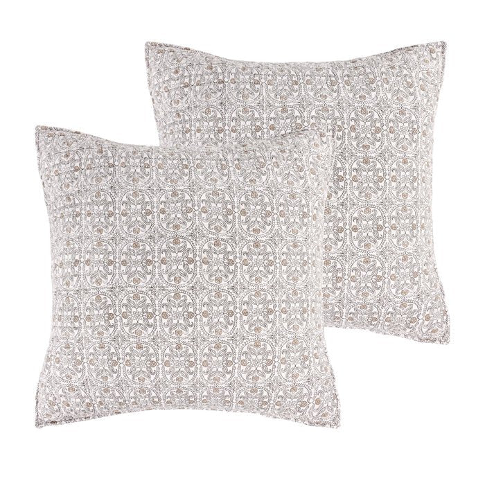 Adare Euro Sham Set of 2 - Coastal Euro Shams - Cocoa - Quahog Bay Bedding