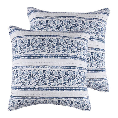 Adare Euro Sham Set of 2 - Coastal Euro Shams - Denim - Quahog Bay Bedding