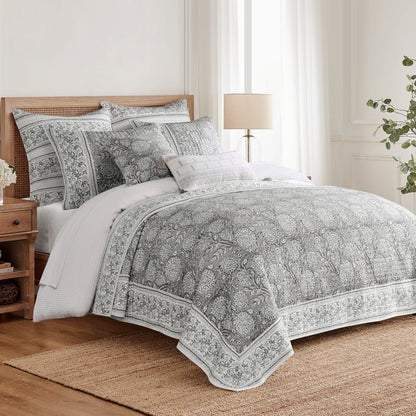 Adare Euro Sham Set of 2 - Coastal Euro Shams - Grey - Quahog Bay Bedding