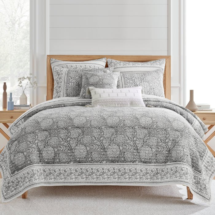 Adare Euro Sham Set of 2 - Coastal Euro Shams - Grey - Quahog Bay Bedding